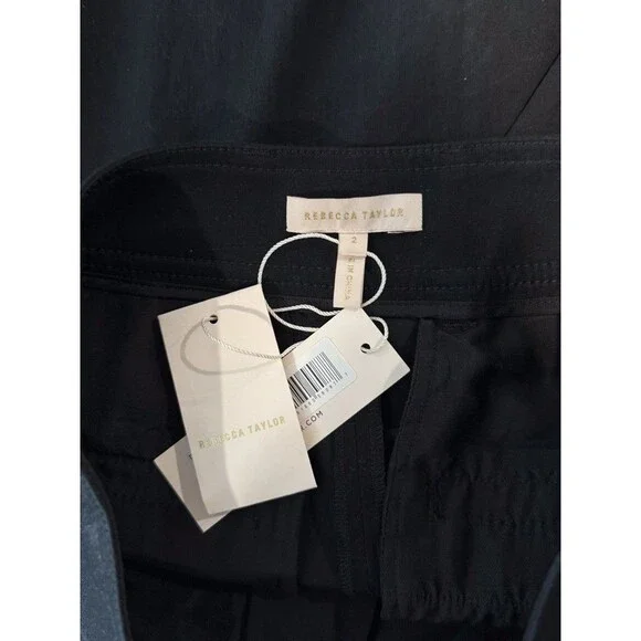 NWT Rebecca Taylor Women Shorts Black Hi Rise Pleated Lightweight Stretch Size 2